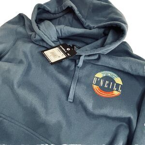 O'Neill Pullover Hoodie Men's Small  Slate Blue Big Spell Out Logo Design NWT